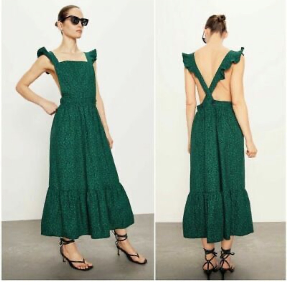 Zara Printed Pinafore Dress Size Large NWT